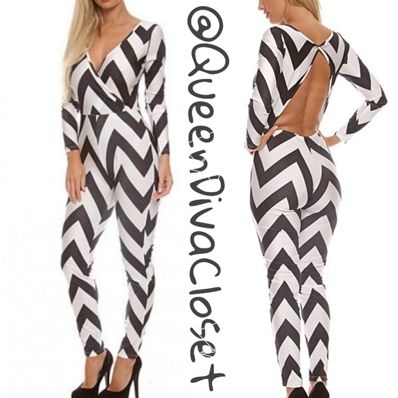 black and white long sleeve jumpsuit